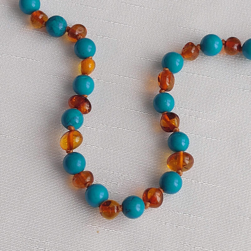 sikca sirali turkuaz tasli kahverengi parlak kehribar bebek kolye 2