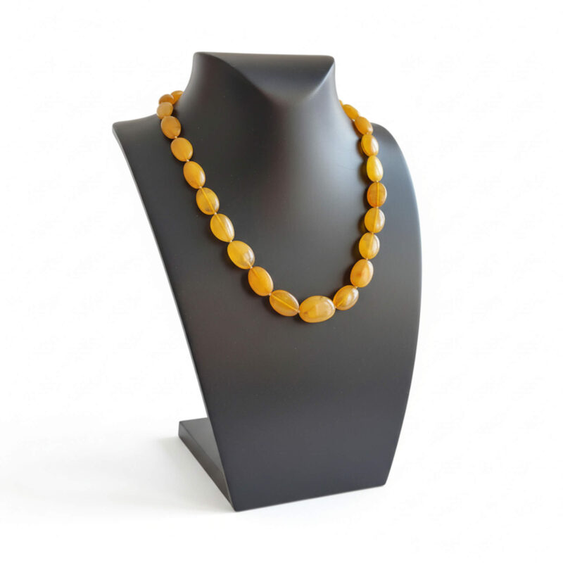 Yassı Kesim İri Taşlı Karamel Parlak Yetişkin Kehribar Kolye