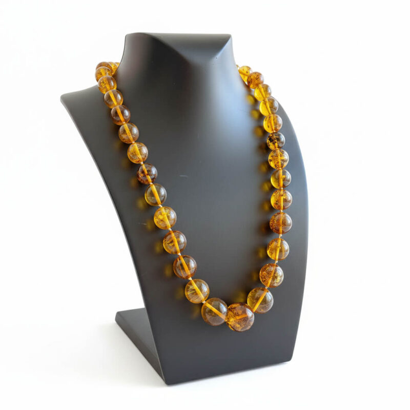 Yuvarlak Kesim Fosilli Kahverengi Yetişkin Dominik Kehribar Kolye